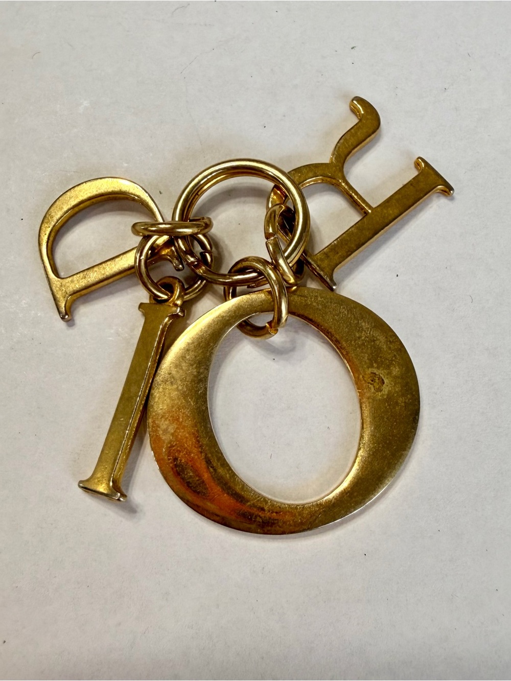 Vintage Christian Dior Gold Tone Keyring Charm Accessory Designer